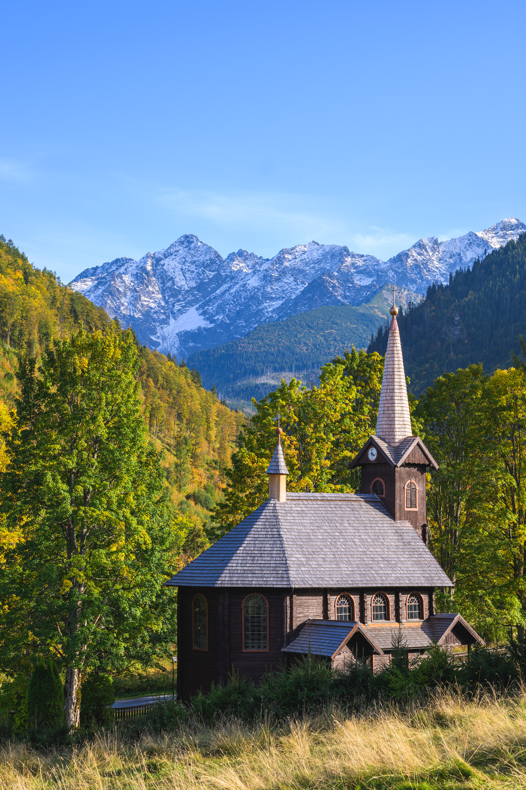 Tatranská Javorina, St. Ann Church in early autumn